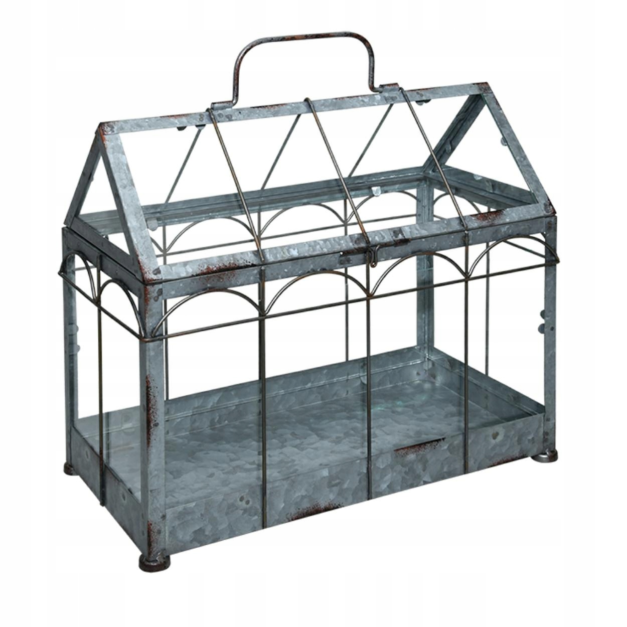 Ozdobná miniskleník z kovu 33 x 36 cm, domček na rastliny, retro štýl