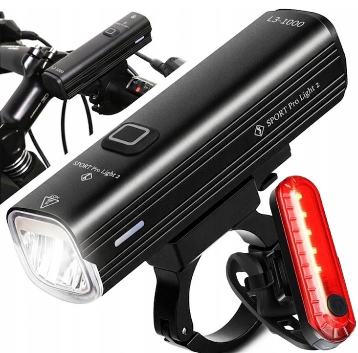 Mocna Lampka Rowerowa Led L3-1000 przód 1000lm latarka 4800mAh +330mAh
