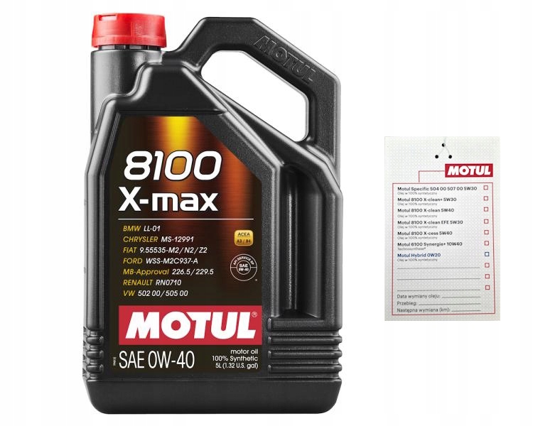 Olej silnikowy Motul 8100 X-max 0W40 5L 104533 229.5 502 505 Zawieszka