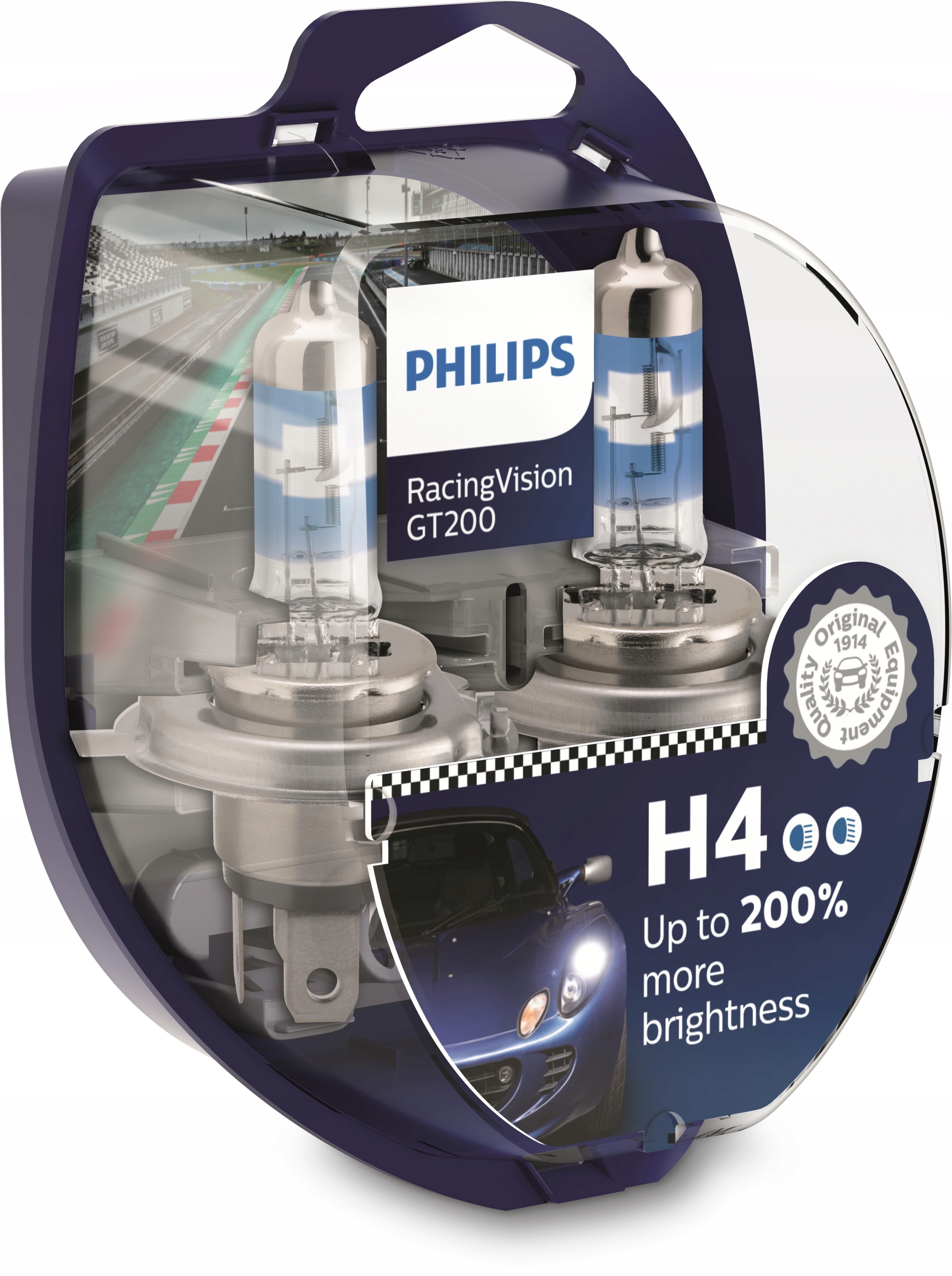 

Philips Żarówki Racing Vision GT200 +200% H4 3700K