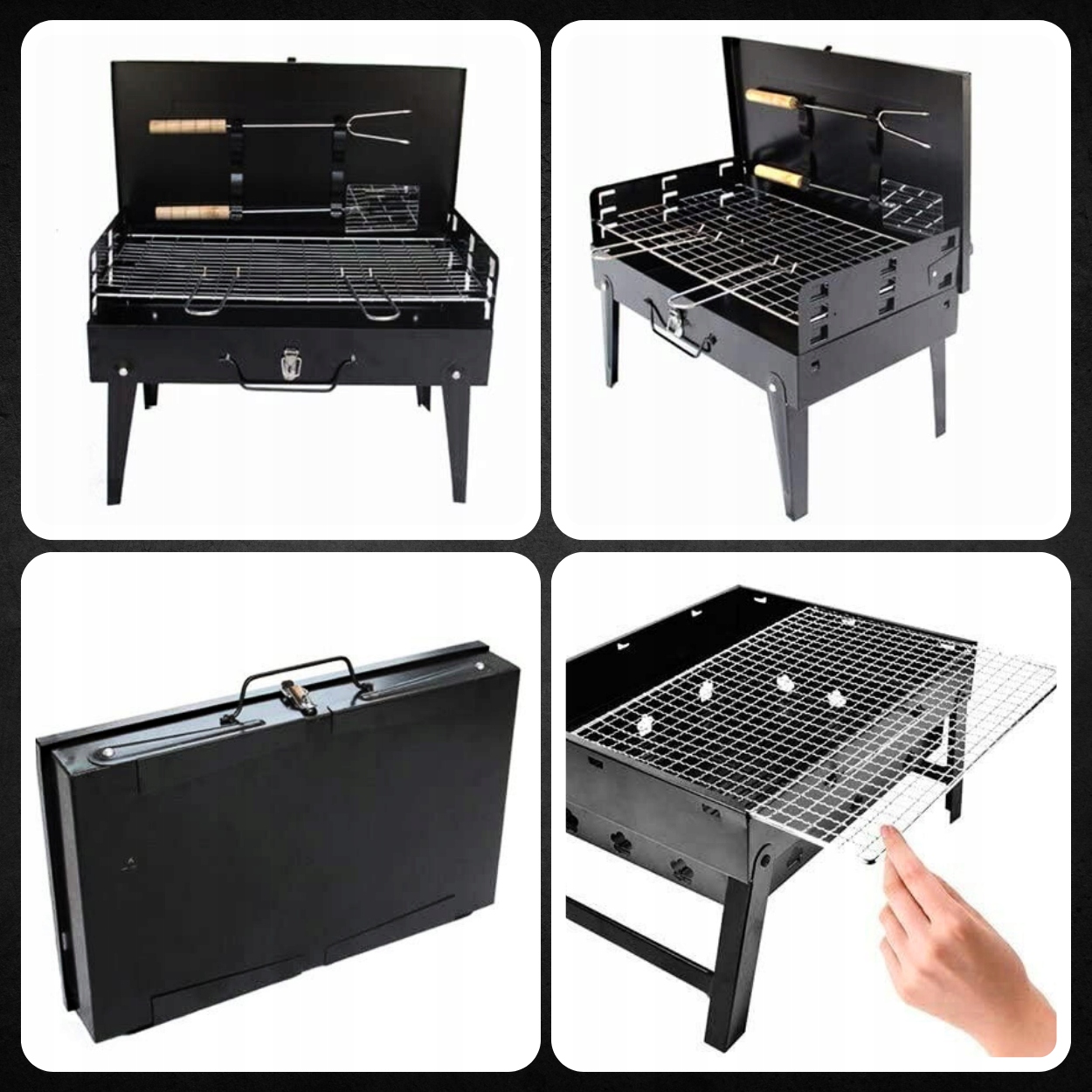 GRILL OGRODOWY TURYSTYCZNY PRZENOŚNY SKŁADANY BBQ WALIZKA + AKCESORIA Kod producenta GC0015