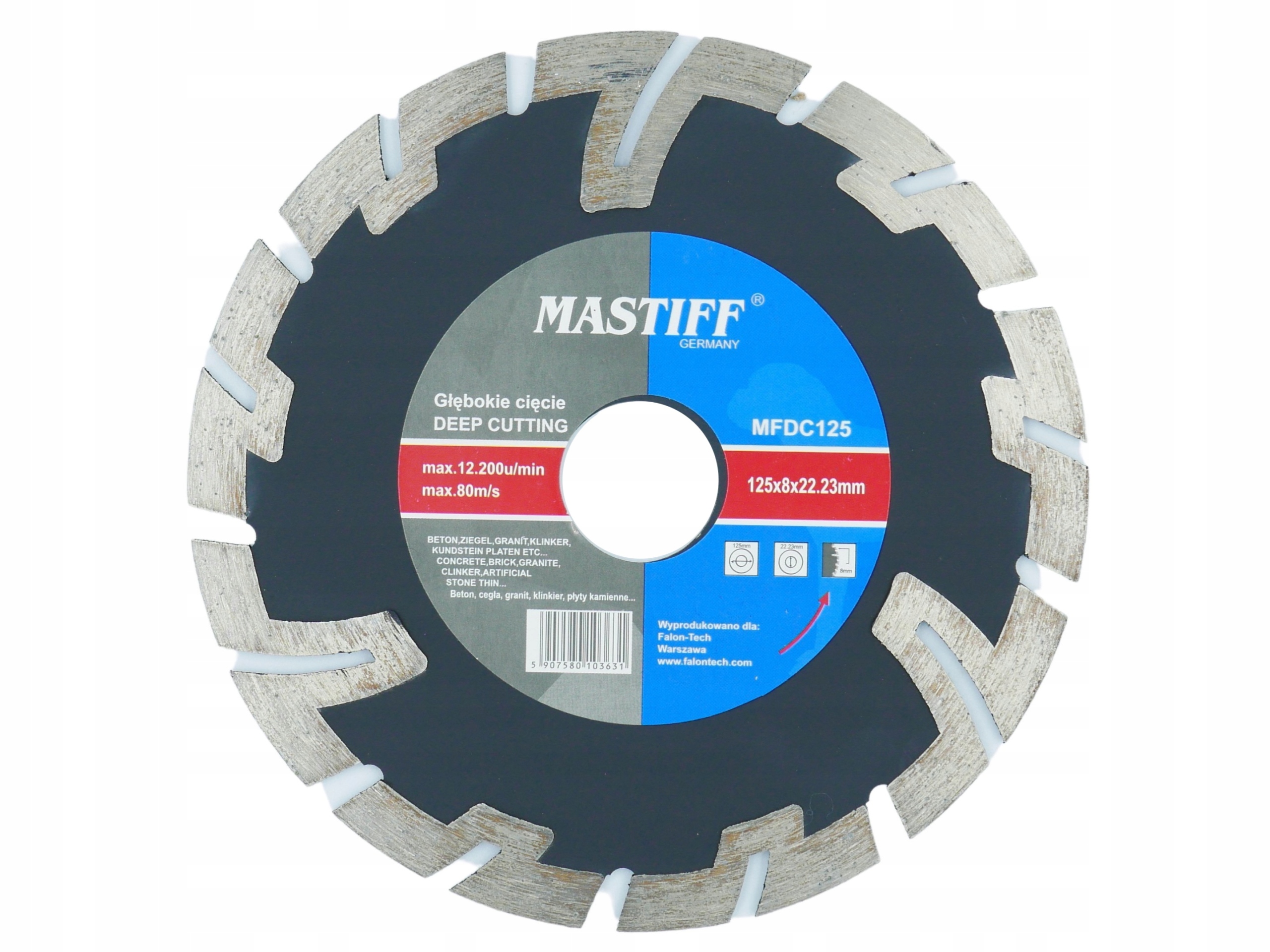 TARCZA DIAMENTOWA 125 x 22,2 GŁĘBOKIE CIĘCIE BETON