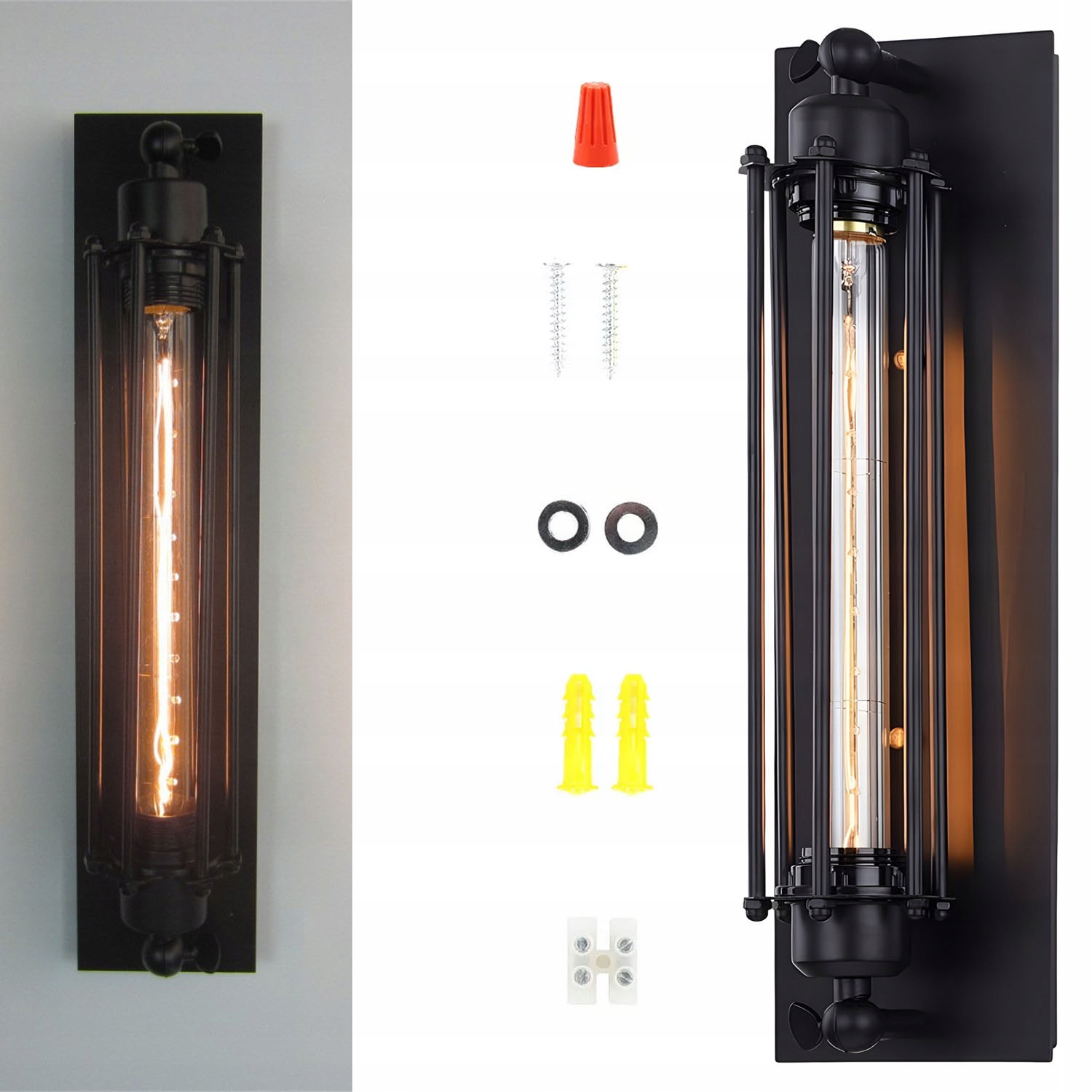 Retro lampa Starožitná nástěnná lampa Vintage Industrial Klec Nástěnná lampa Pokoj 1 Ks