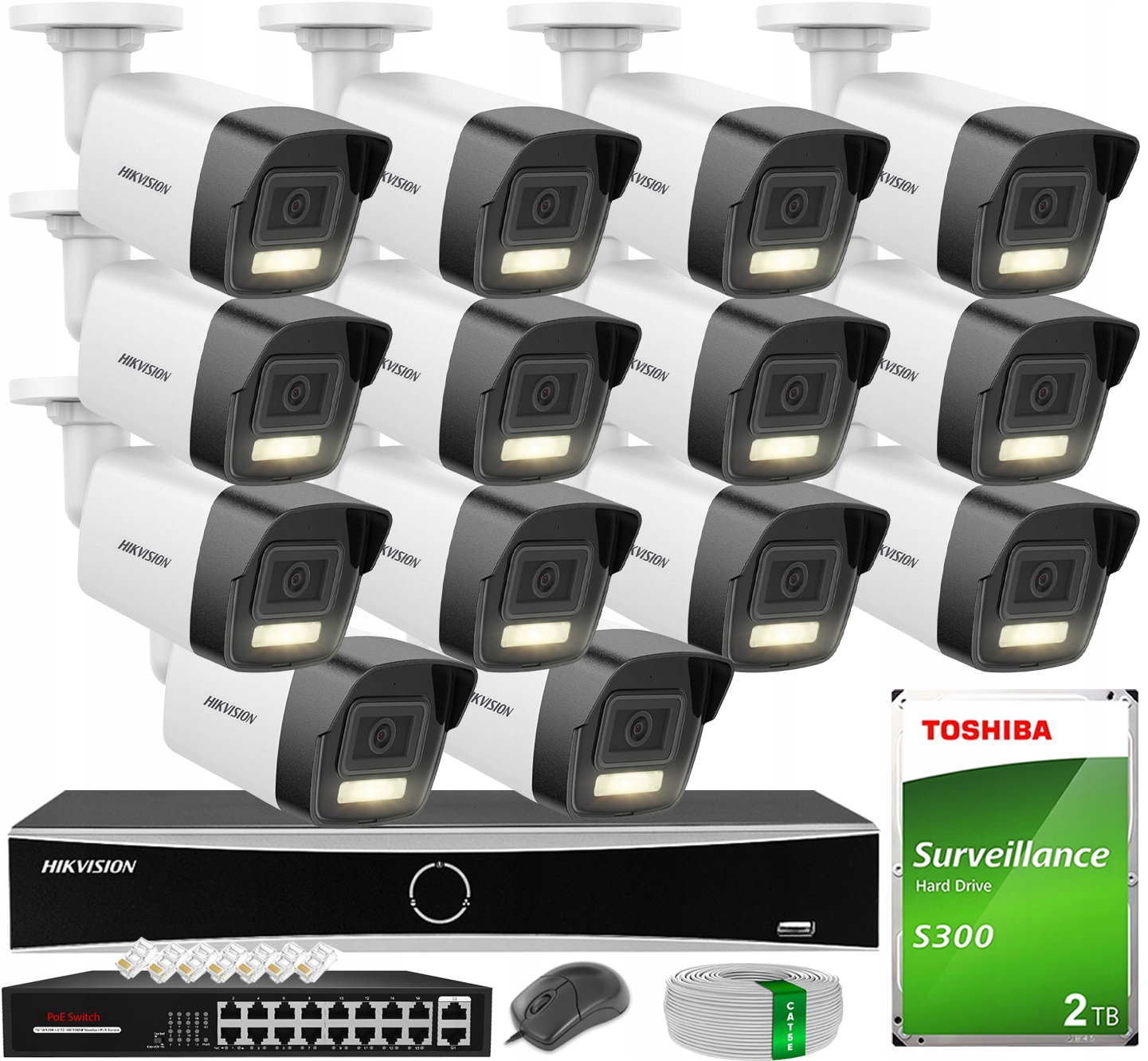 Monitorovanie Hikvision 14 Ip Kamer 6MPX Smart Hybrid Light Externý Hdd 2TB
