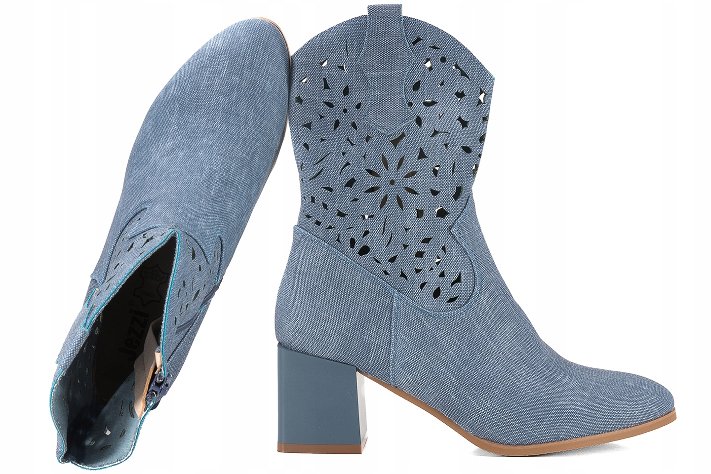 Jezzi ASA217-7 Prolamované Kotníkové Boty Kozačky dámské Eko Jeans 39 -%%%