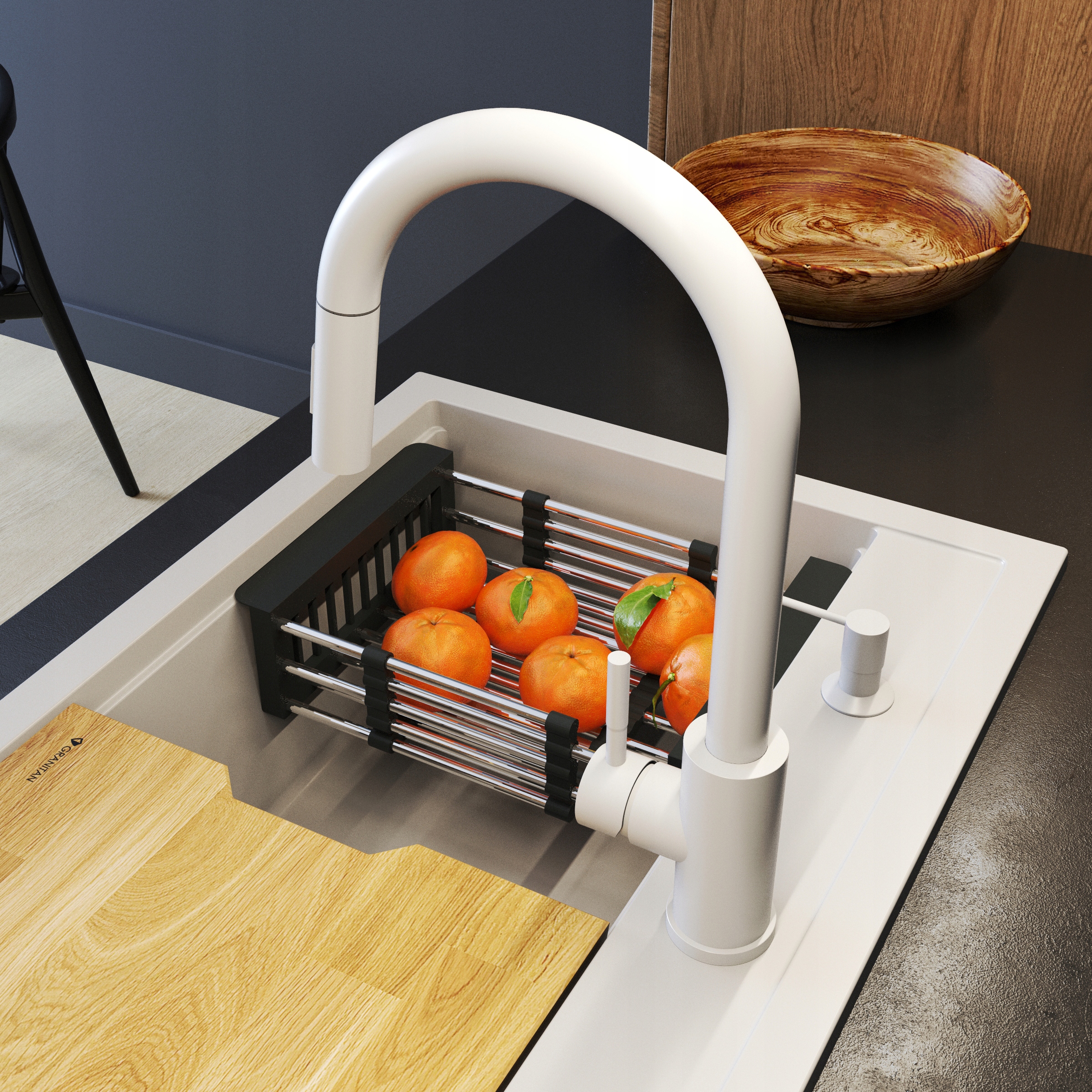 DOZOWNIK NA PŁYN DO ZLEWOZMYWAK GRANITOWY BIAŁY Linia DOZOWNIK