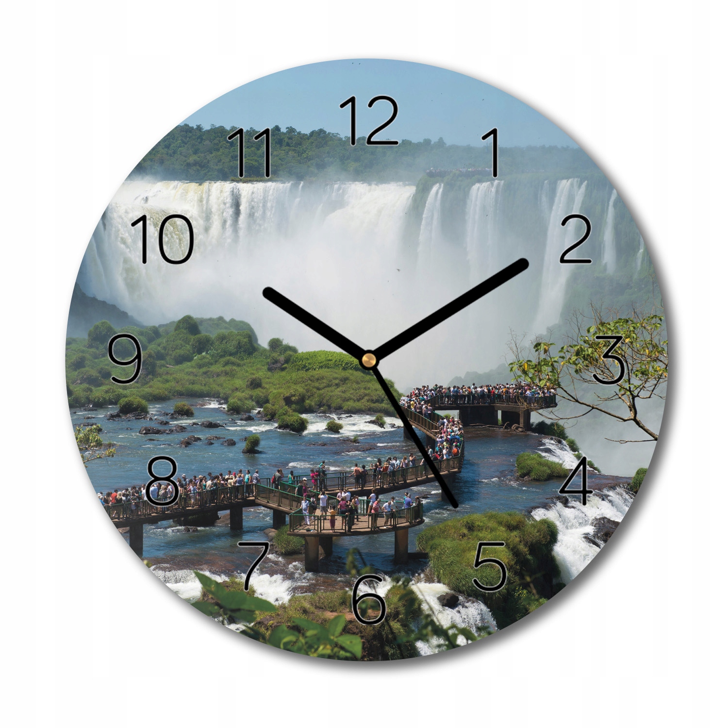 

zegar szklany Wodospad pomost ludzie fi 30 z foto