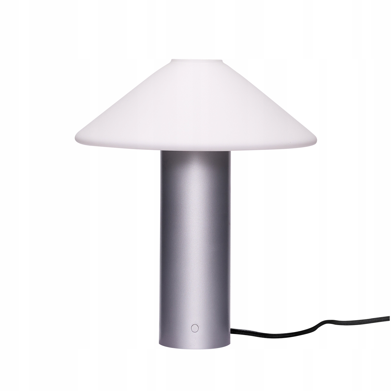 Hübsch Orbit Stolová lampa s bielym skleneným klasom strieborná