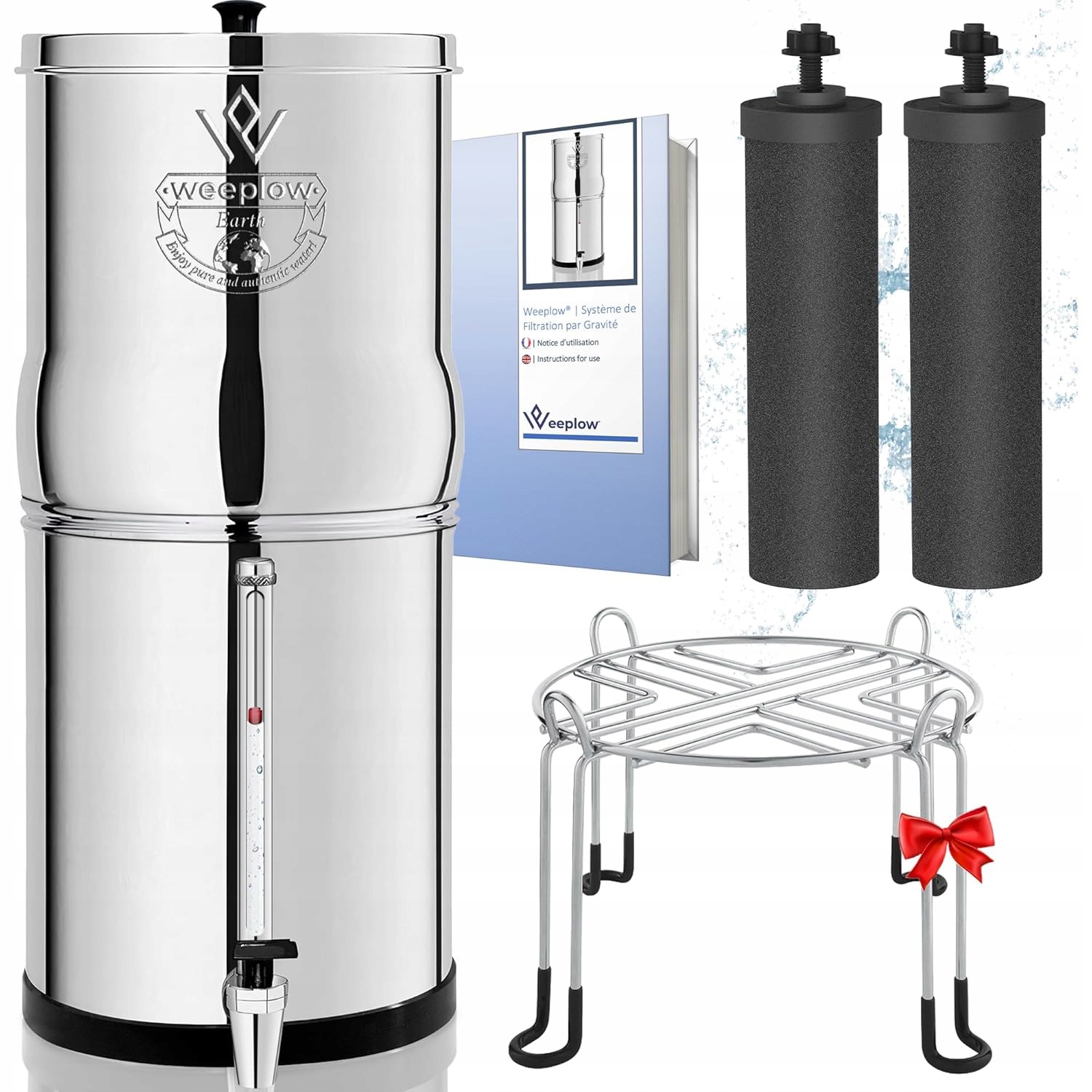 Gravitačný Vodný Filter 8,5L Weeplow Earth Nerezová Oceľ 22700L