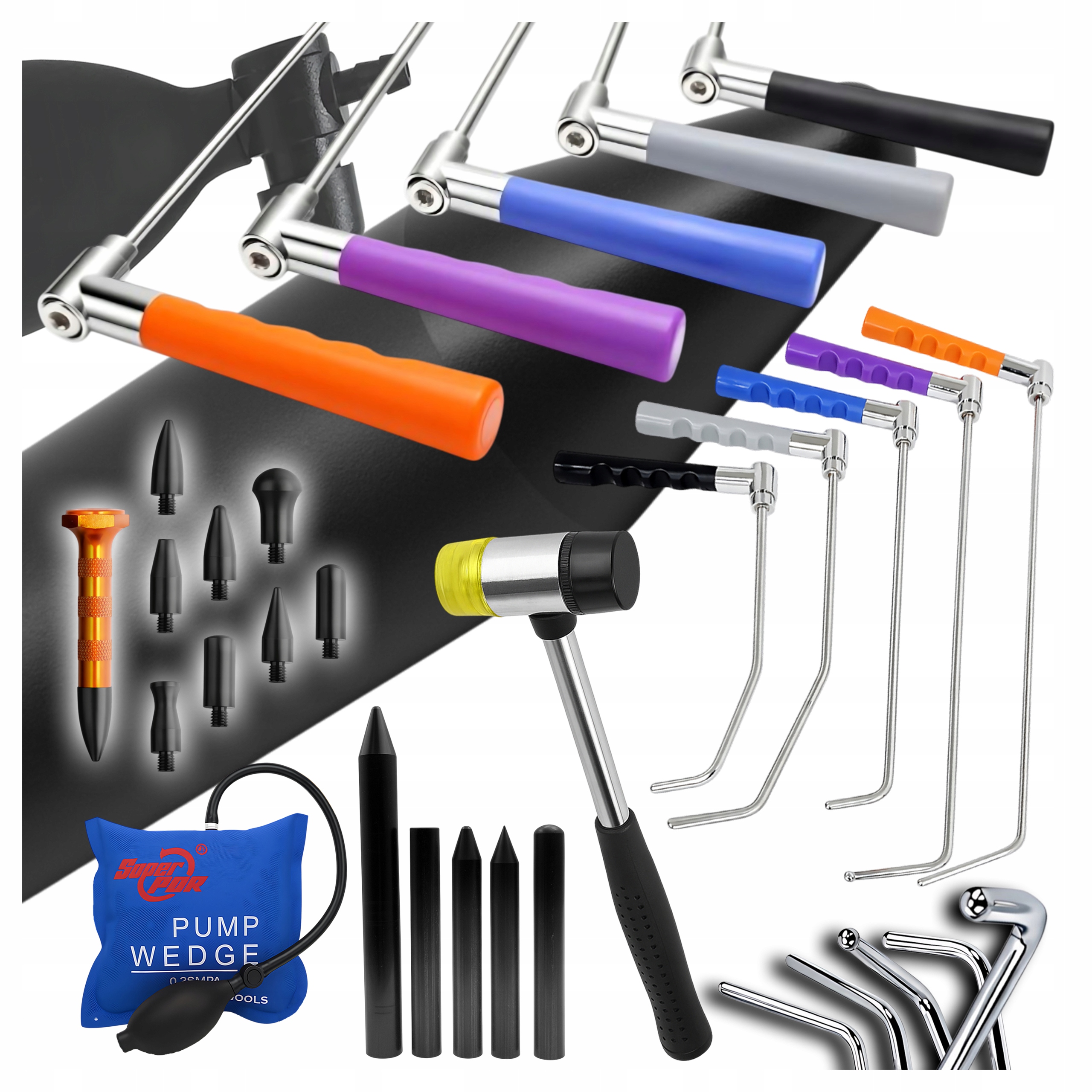 Sada drátů Pdr pro odstraňování promáčklin 5 ks, otočné o 360 stupňů