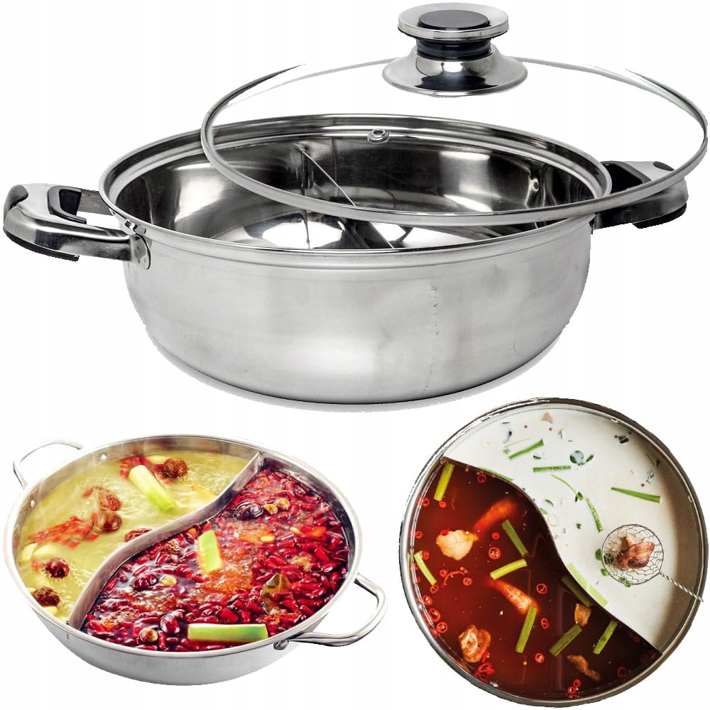 Čínský Hrnec Fondue dělený Hot Pot Průměr 32 cm Nerezová Ocel Remo