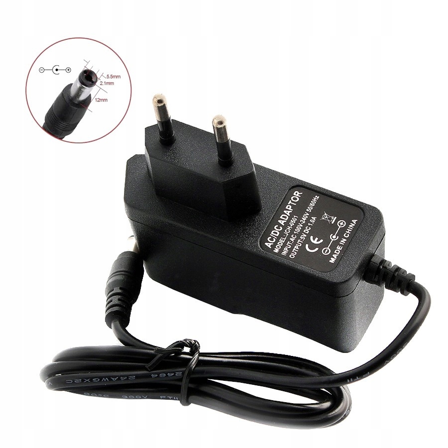 

304 Zasilacz wtyczkowy Arduino 5V 1A 5.5/2.1