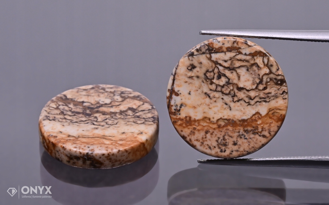 Jaspis Kalahari mělký Pár kulatý fi 15 mm