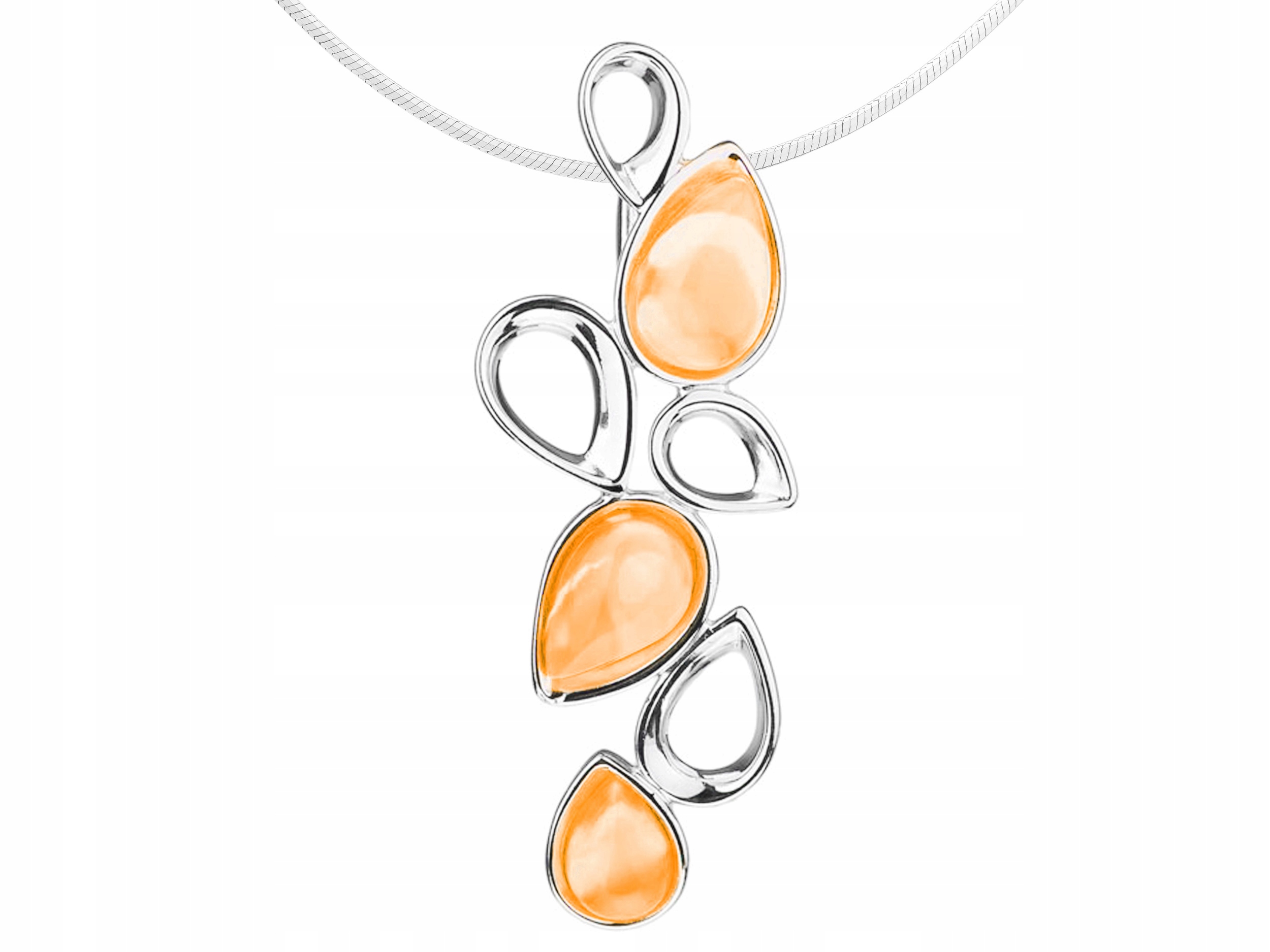 Krátký stříbrný dámský ažurový náhrdelník s mléčným jantarem Choker 30 cm