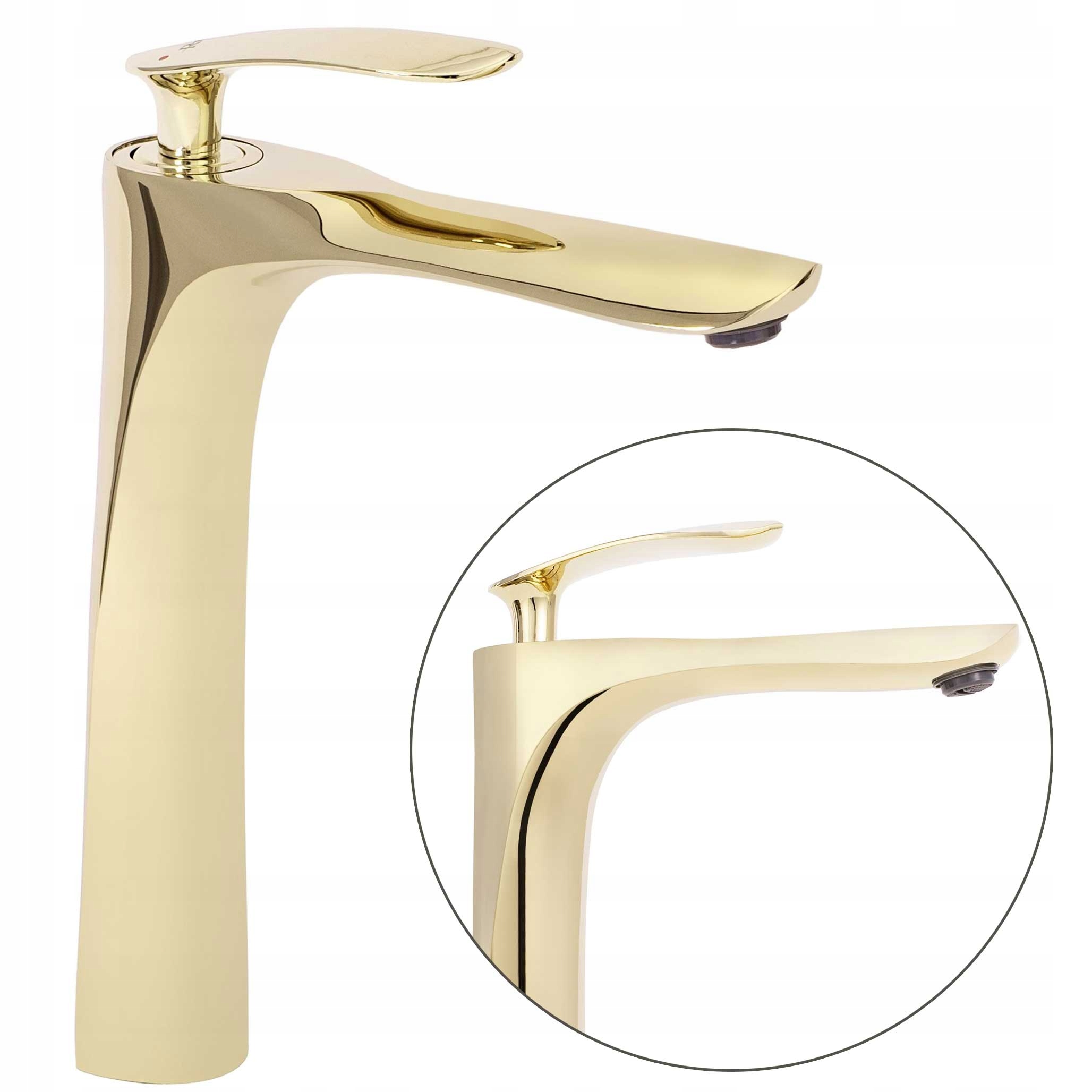 Zlatá vysoká umývadlová batéria pre umývadlo Rea Orbit Lesk Kran