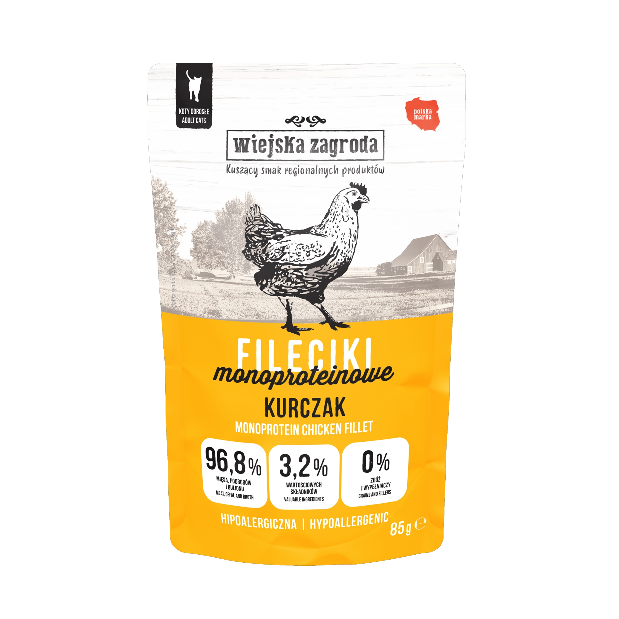 Levně Wiejska Zagroda Kuřecí filety Monoprotein mokré krmivo pro kočky 24x85g