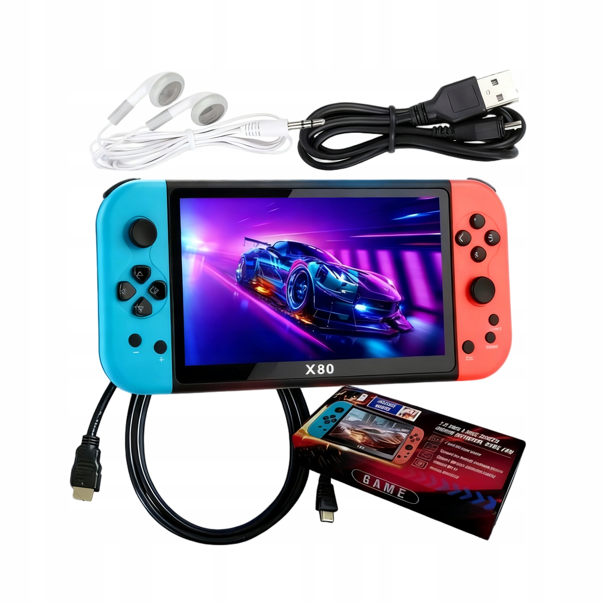 Přenosná Konzole X80 Pro 10000 Her Retro Mini 16GB Tv Hra 7"