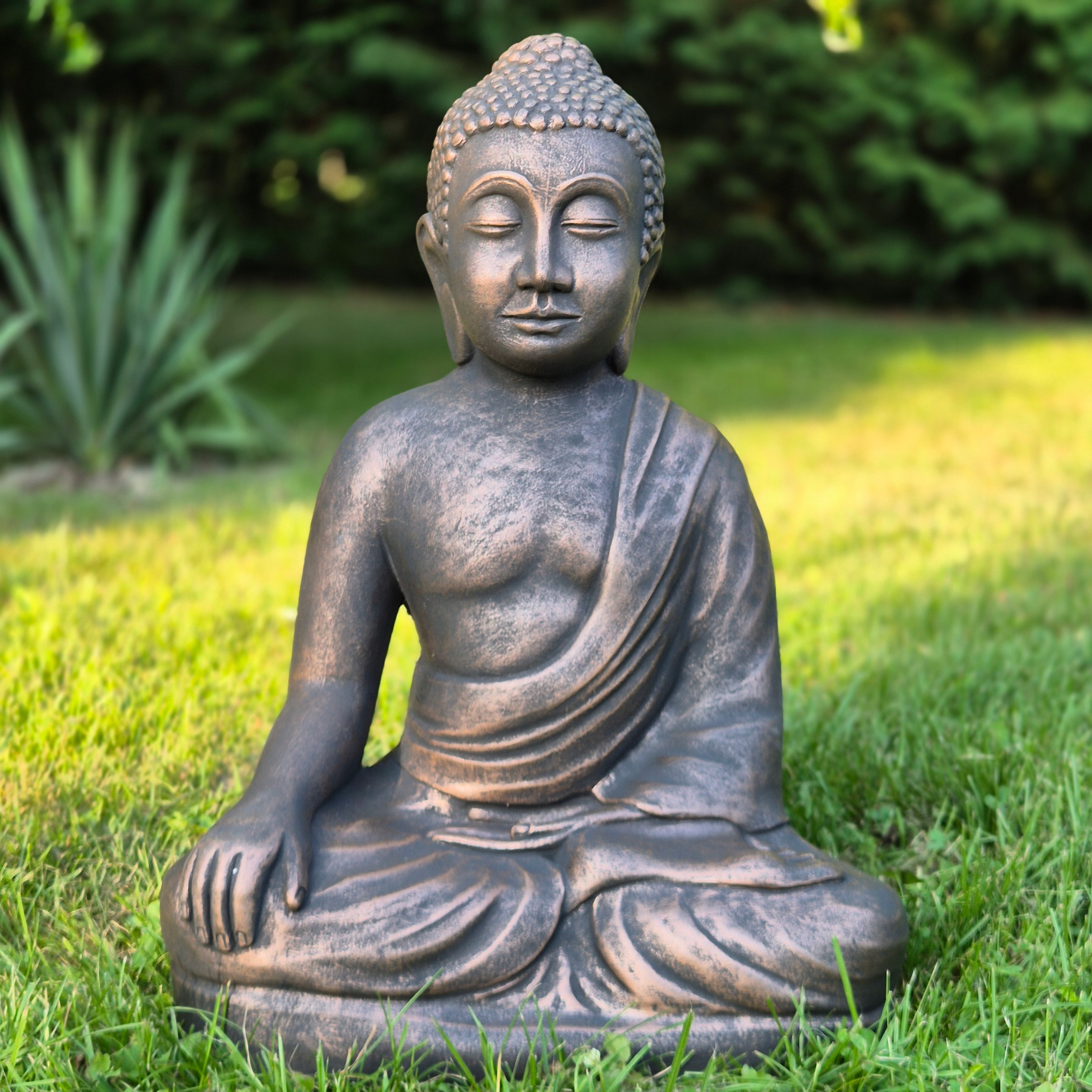 Veľký Buddha 50 cm 26 kg, medená farba, betónová figúrka, záhradná dekorácia