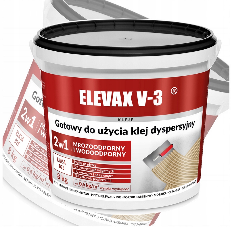 Gotowy Klej do Płytek Glazury Mrozoodporny Elastyczny 8kg Jurga Elevax V-3