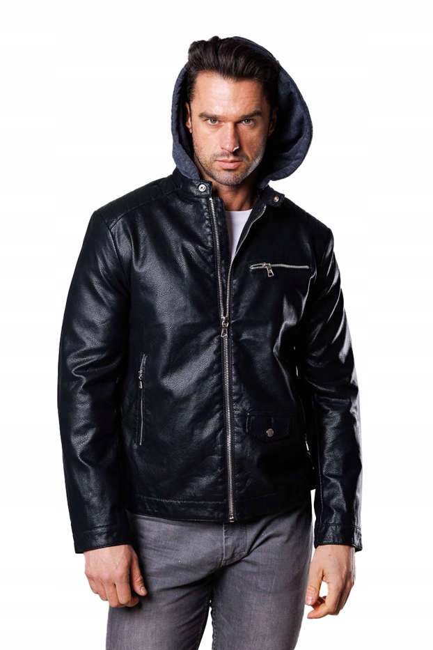 Pánská Bunda Z Ekokůže 11Z8022, Černá