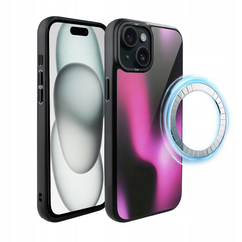 Matný Pouzdro Ibizu DropGuard pro iPhone 15 s MagSafe, purpurový Flow
