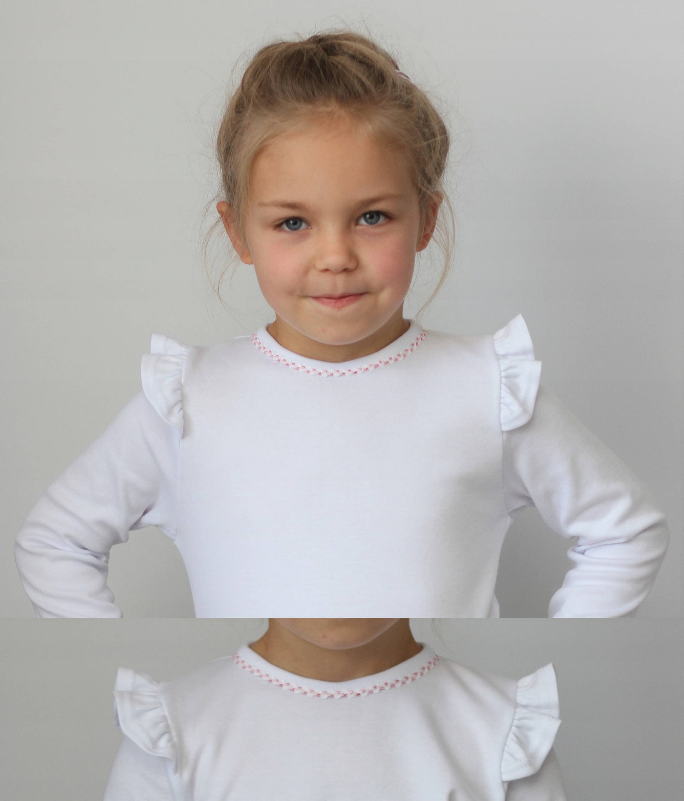 BLUZKA BIAŁA Z FALBANKĄ ROZ. 98 - KLAUDYNKA Płeć dziewczynki