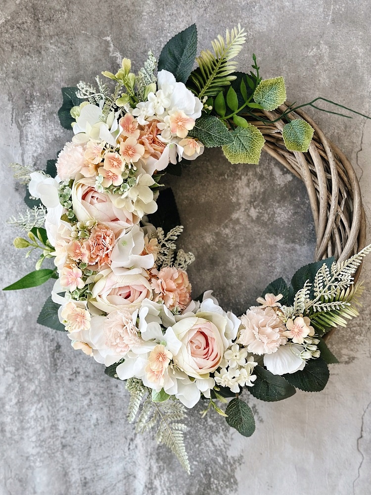 WIANEK WIOSENNY KWIATOWY NA DRZWI WIKLINOWY STROIK WIENIEC PASTELOWY Marka inna