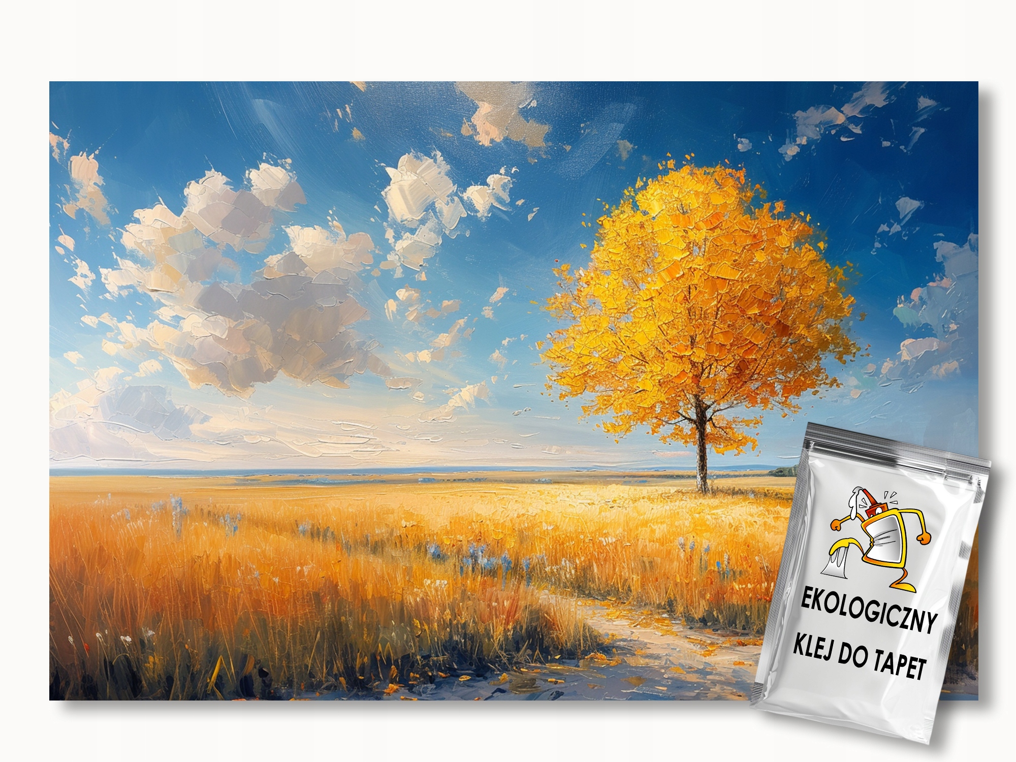Fototapeta Flizelina Krajina Pohled Vesnice Pole Strom Podzim 300x210 155g