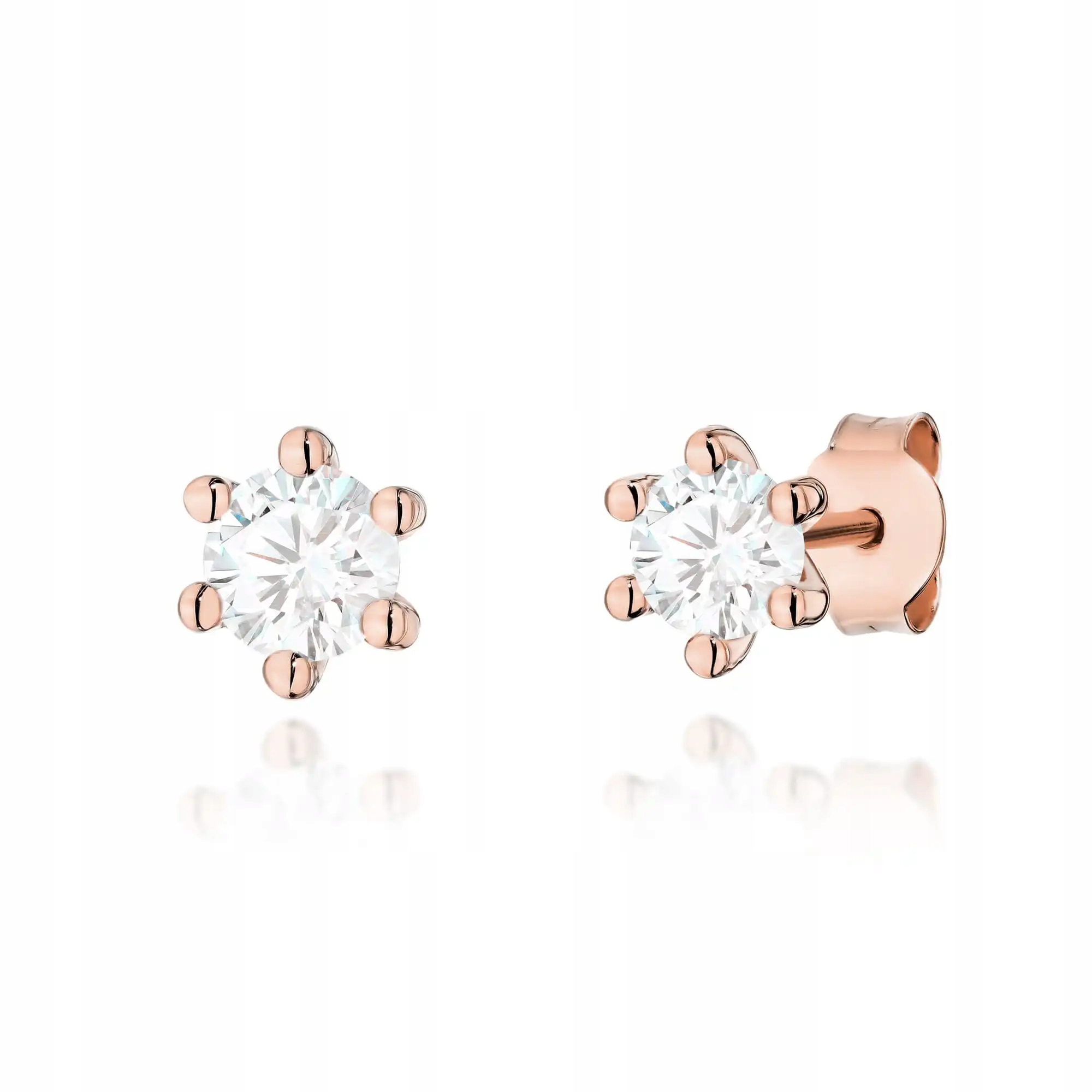 Náušnice ze zlata 585 s laboratorním diamantem, růžové zlato od klenotníka