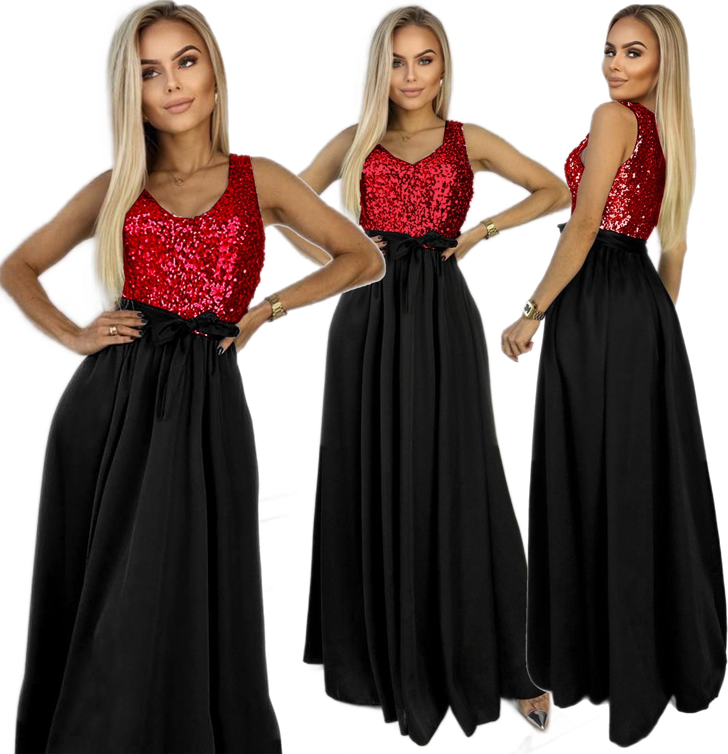 Elegantní večerní lesklá flitrová Šaty dámský pásek Domi