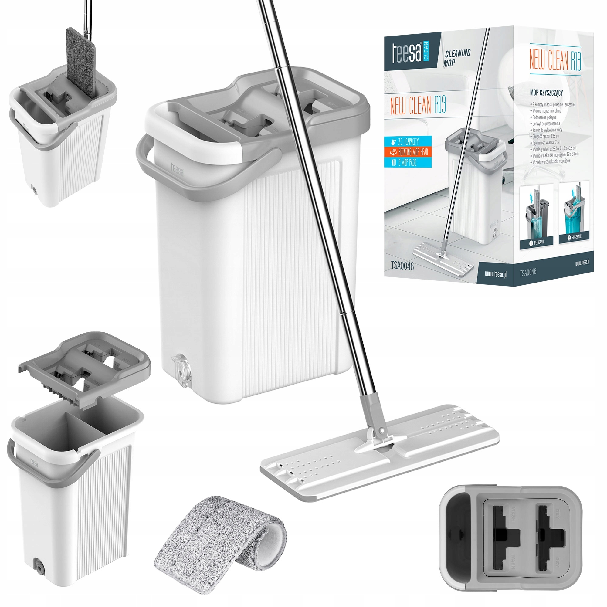 Levně Dvoukomorový mop Teesa New Clean R19 7,5L