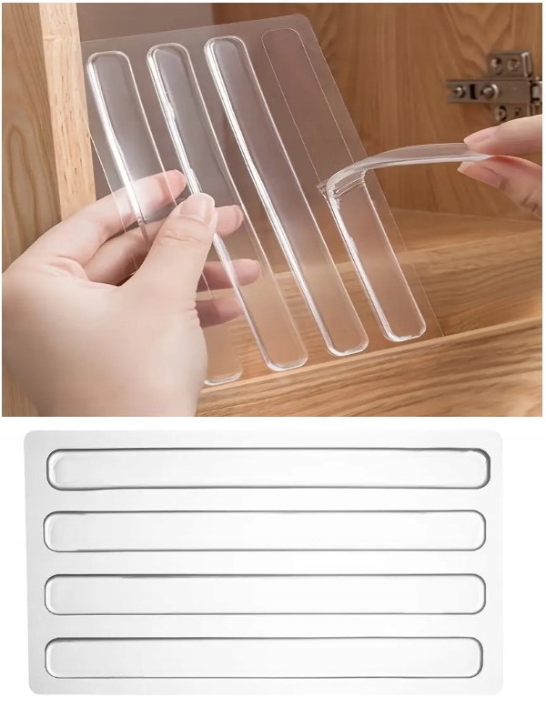 ODBOJNIKI SAMOPRZYLEPNE SILIKONOWE MEBLOWE GUMOWE DO DRZWI 150 x 15mm 4 szt