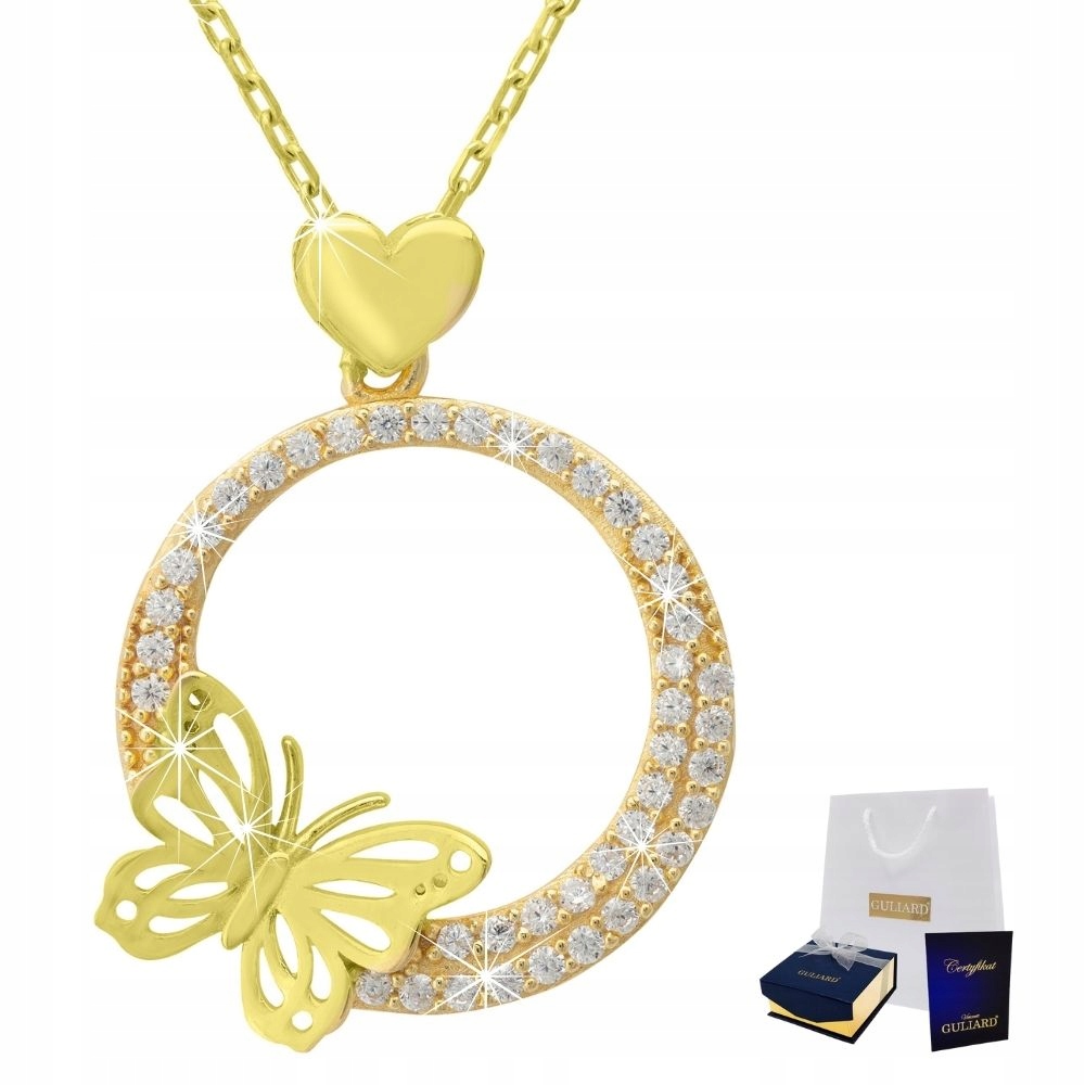 Zlatý náhrdelník Motýlek Motýl Srdíčko stříbro 925
