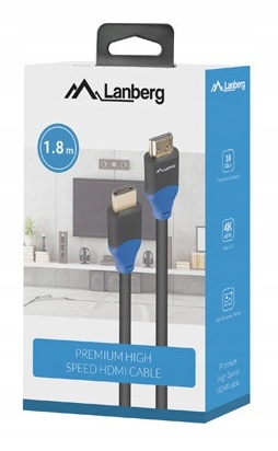 KABEL HDMI 1,8m M/M V2.0 4K@60Hz 100% CU GOLD HQ Model CA-HDMI-15CU-0018-BK