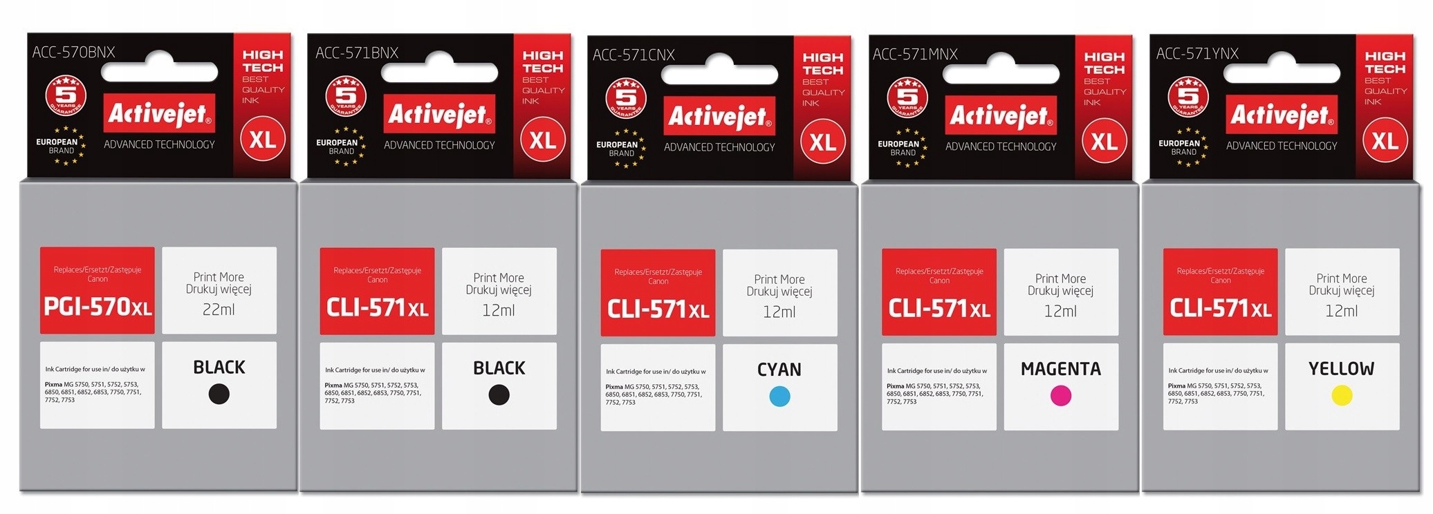 Activejet do PGI570 CLI571 MG5750 MG6850 MG7750 MG7751 MG7752 TS5050 TS6050