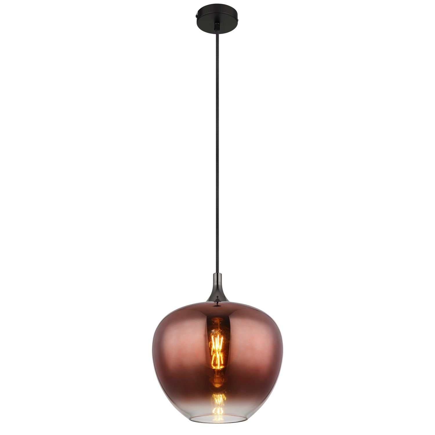 Černá závěsná lampa Maxy s měkkým světlem nad stůl Globo