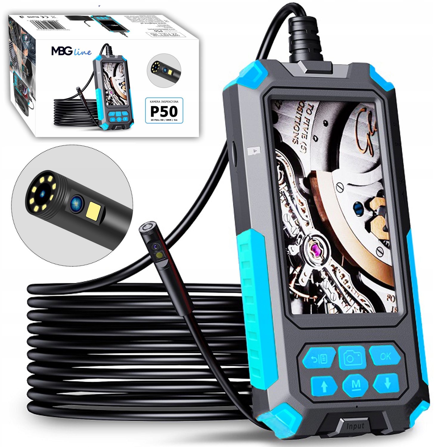Inspekční kamera Inskam P50 9 Led 5 m 2x Full Hd