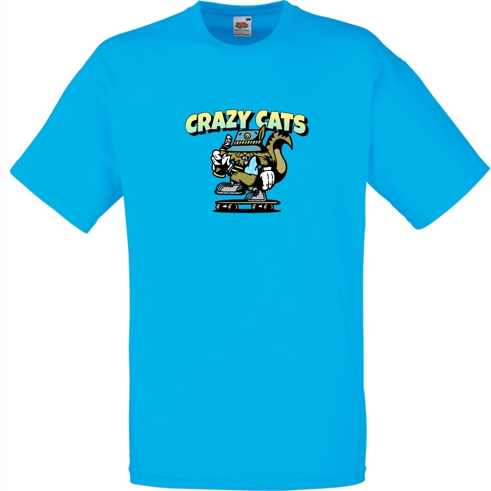 

Koszulka crazy cats szalony kot L lazurowa