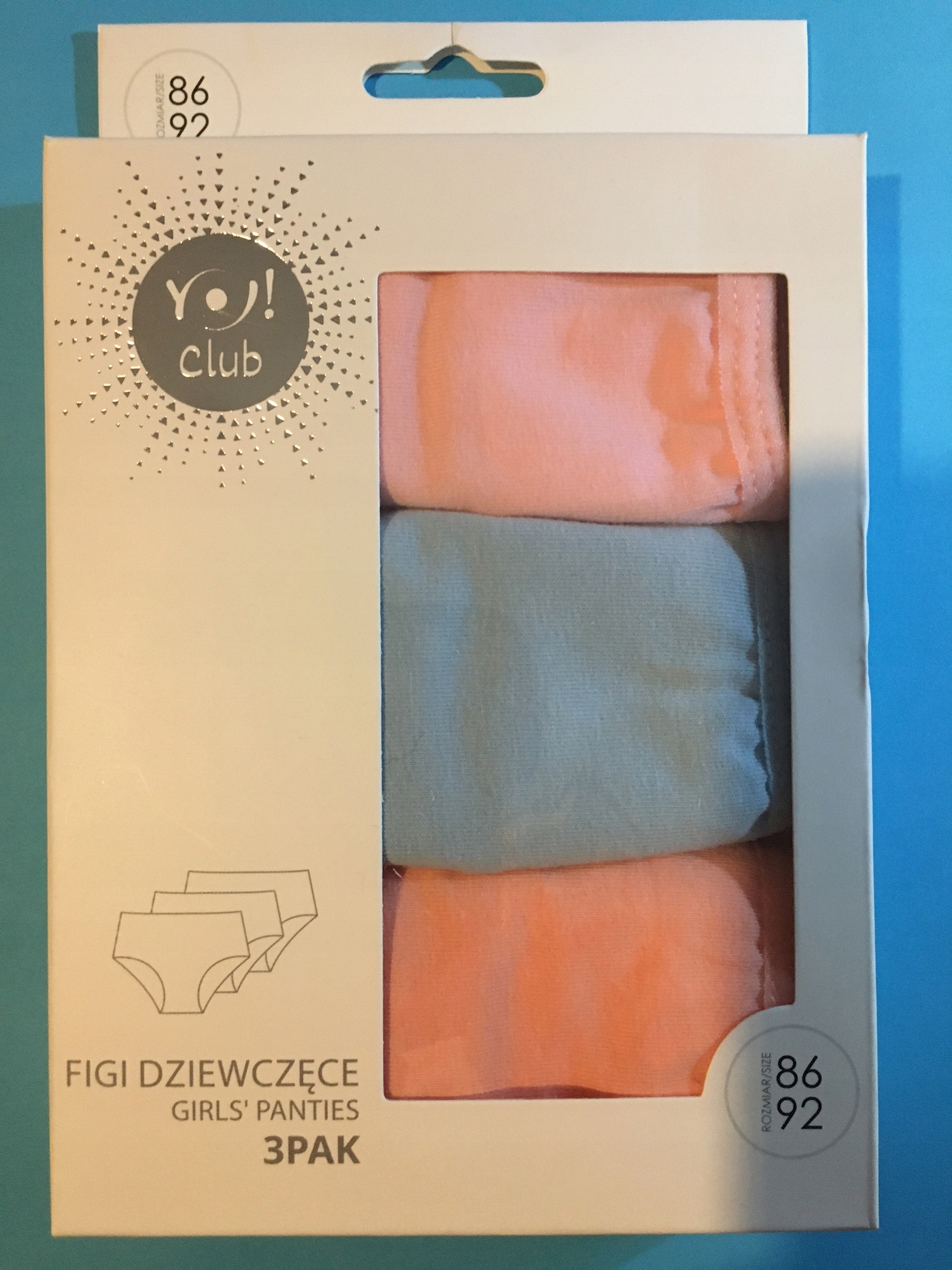 

Majtki Bawełniane figi Dziewczyna 3-PAK Yo 86/92