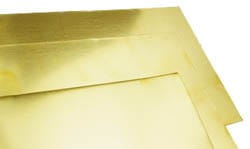 Mosazný plech 0.5 měkký, 500 x 500 mm, fóliovaný