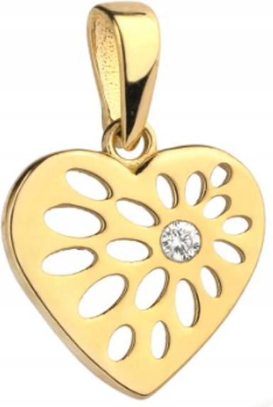 Zlatý přívěsek 585 srdce s jedním zirkonem, módní vzor jako dárek 14k