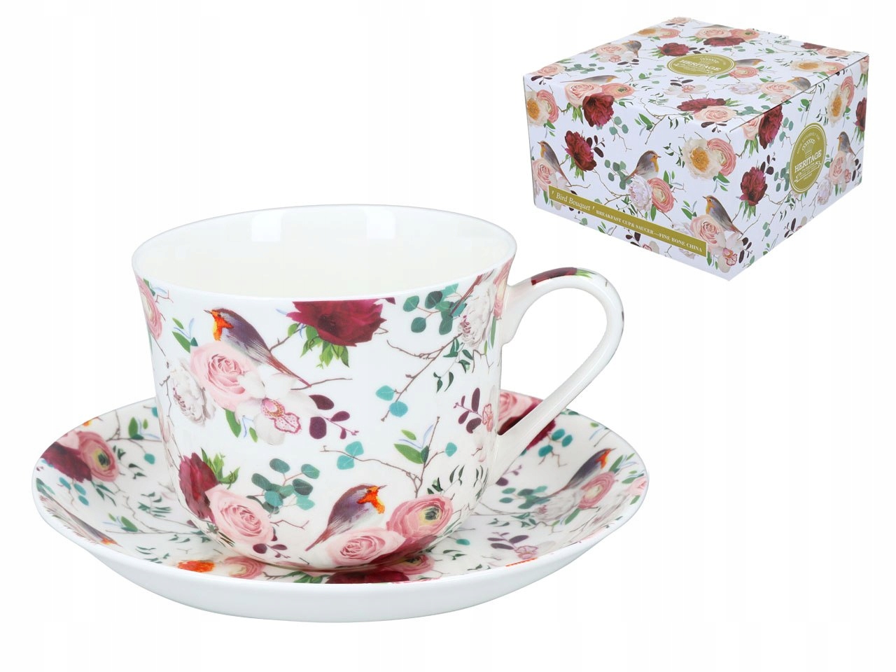 Raňajková šálka s podšálkou – Bird bouquet (FBCh)