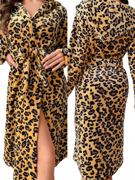 Župan Panterka Leopard Skvrny Teplý župan Kapuce Dlouhý župan L