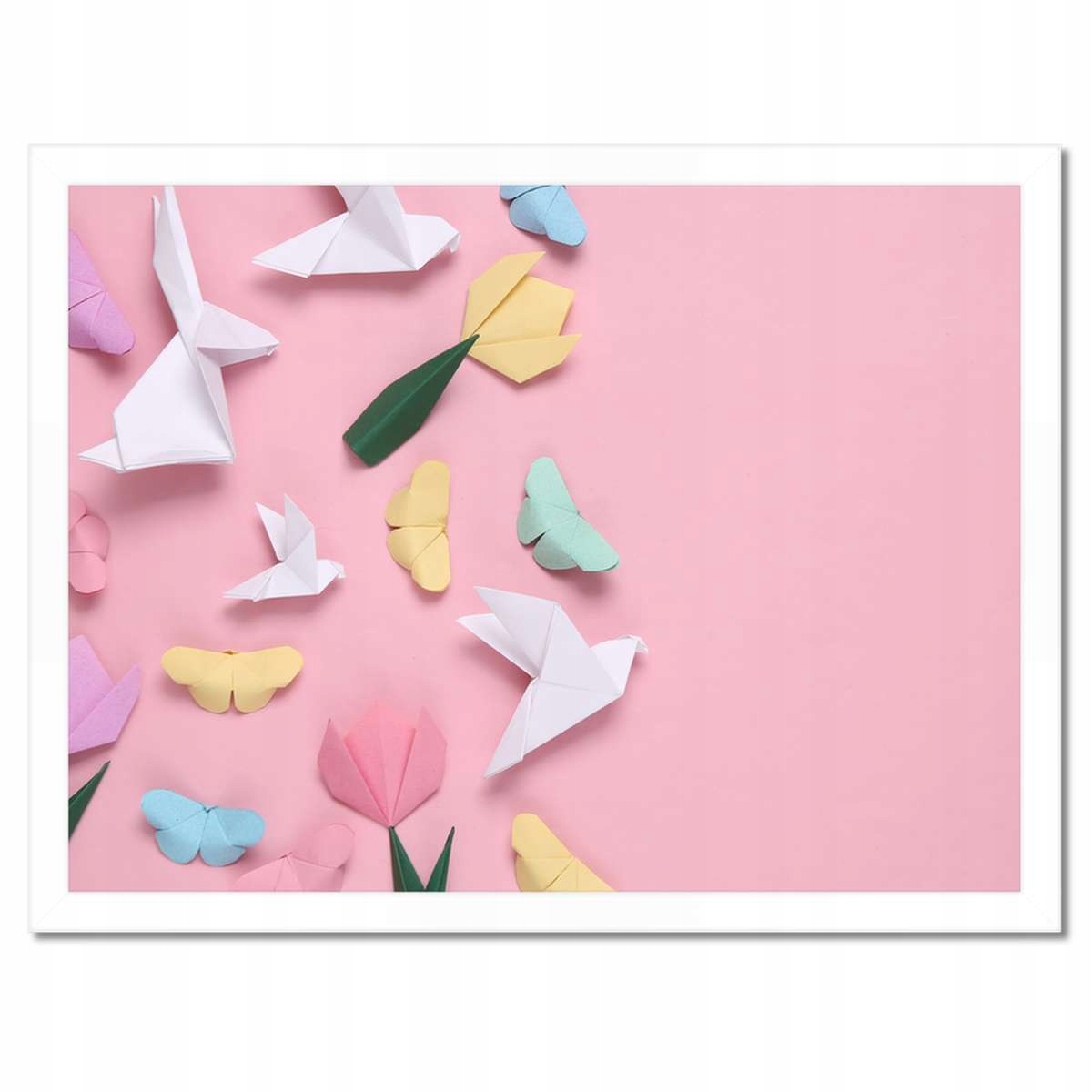 Plakáty v rámu 40x30 Origami motýli tulipány