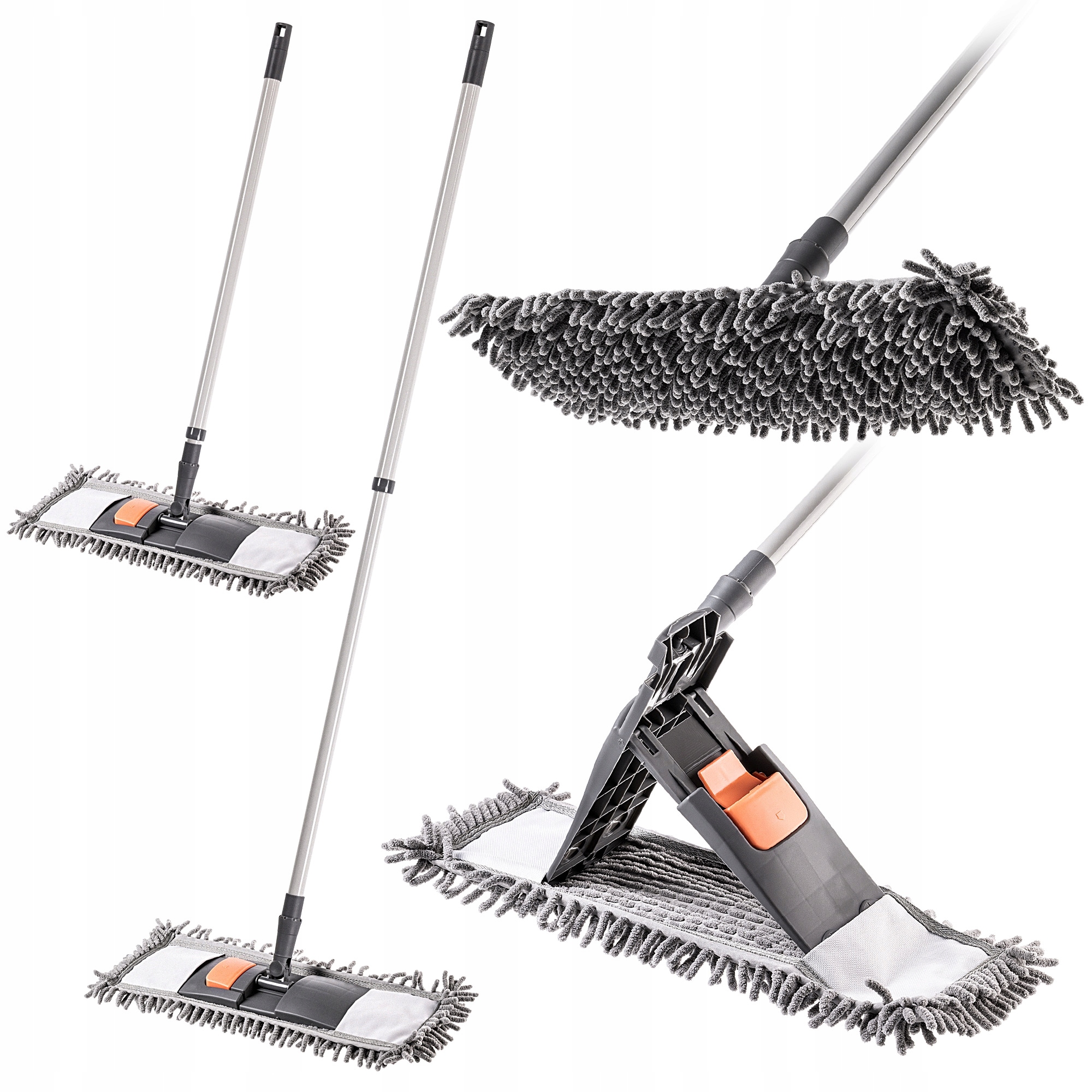 Levně Plochý Rotační Mop Na Mytí Podlahy Vložka 40 cm Mikrovlákno Teleskopická Tyč