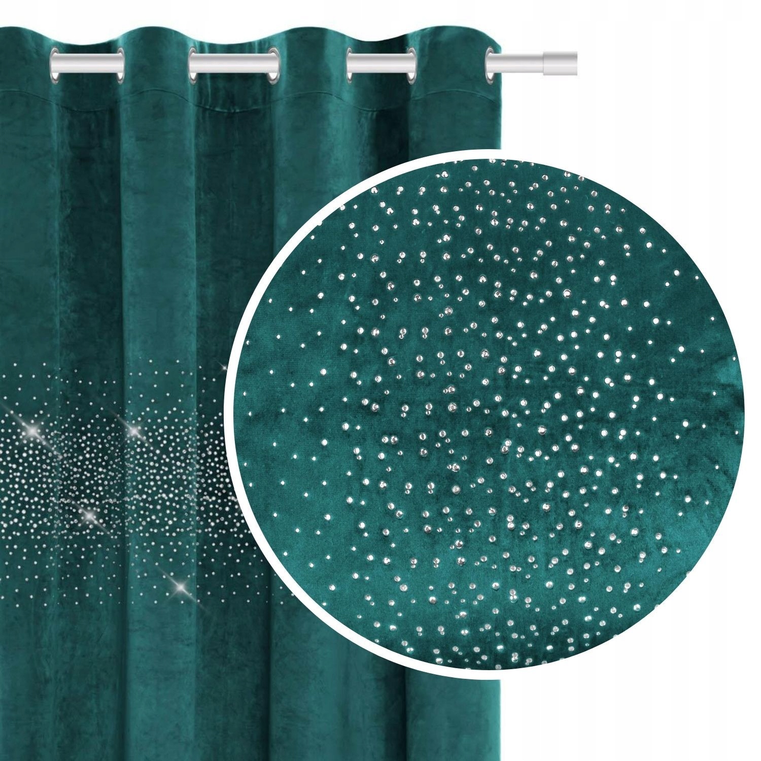 

Turkus Zasłona Welur Z Kryształkami 140X250 Shiny