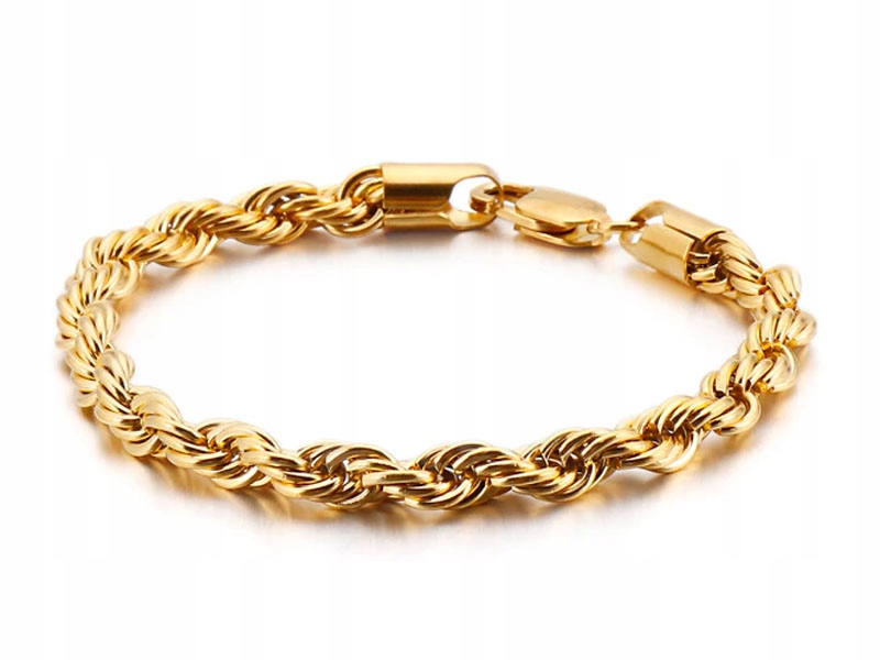 

Złota gruba bransoletka splot korda