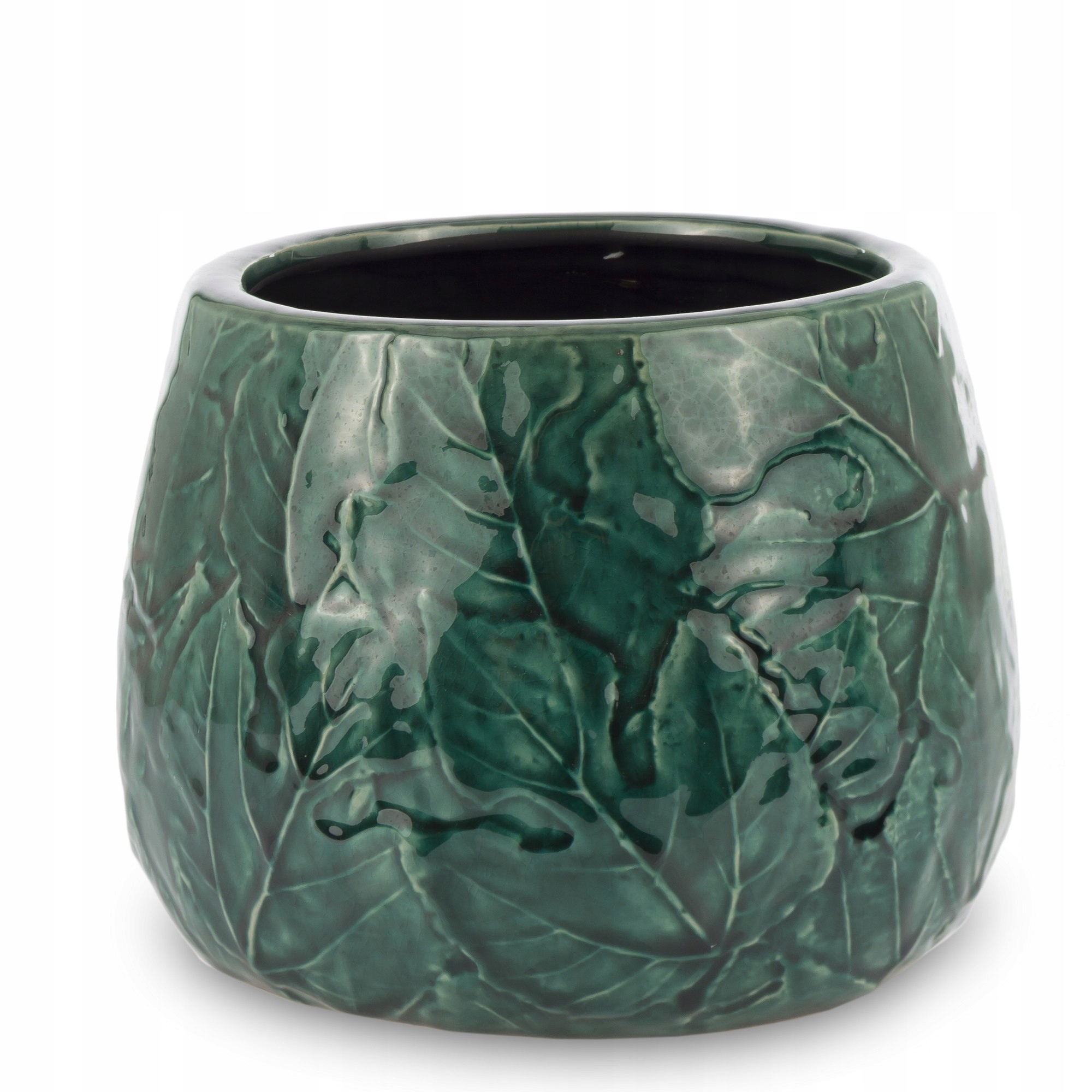 Keramická váza Obal Na Květináč keramika Porto zelená zdobená glamour listy