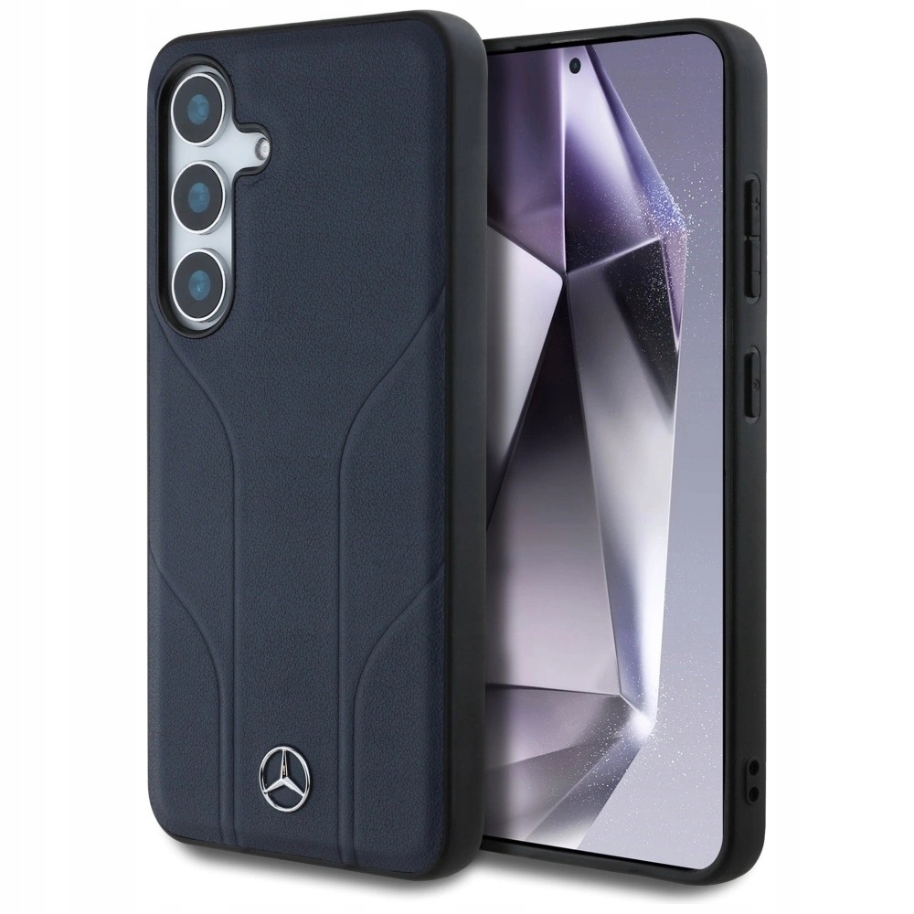 Pouzdro Mercedes Leather Debossed Lines MagSafe pro Samsung Galaxy S25