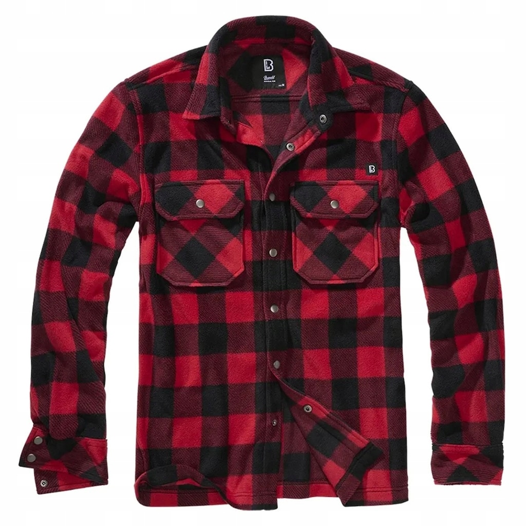 Pánská košile Brandit červená černá regular dlouhý rukáv polyester M